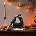 thumbnail image 4 of Halloween Witch and Crow Ornaments - Black Acrylic Inspirational Desktop Decor Gothic Witch and Crow Halloween Holiday Tabletop Decoration for Office & Home Festive Display, 4 of 6