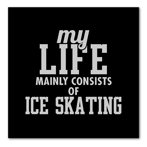 DistinctInk Custom Bumper Sticker - 6" x 6" Decorative Decal - Black Background - My Life Mainly Consists of Ice Skating