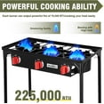 thumbnail image 2 of 3 Burners Camping Stove for Cooking Outdoor, 225,000 BTU Propane Burners with Auto Ignition Button&Removable Legs, Temperature Control Knobs and 20 PSIG High Pressure Regulator for BBQ, 2 of 7