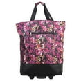 thumbnail image 3 of 20" Carry-on Rolling Luggage Bag,Print Shopping Bag Tote with Wheels,Portable Grocery Trolley Bag for Short Trips,Beach & Daily Use,Pink Floral - TF023, 3 of 7