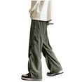 thumbnail image 4 of USNSM Men's Big and Tall Fashion Baggy Cargo Pants Casual Loose Fit Wide Leg Pants with Elastic Drawstring Waist Green M, 4 of 4