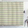 thumbnail image 1 of Chevron Shower Curtain, Pixel Shaped Zigzag Stripes with Distressed Look Geometric Waves, Fabric Bathroom Set with Hooks, 69W X 70L Inches, Brown Seafoam Olive Green, by Ambesonne, 1 of 3