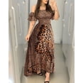 thumbnail image 1 of Robe Élégante pour Femmes à Épaules Dénudées Imprimée, Robe Maxi Taille Haute à Motif Léopard Papillon Vintage, 1 of 4