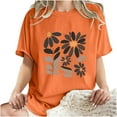 thumbnail image 5 of T Shirts for Women Women's Fashion Summer Round Neck Drop Sleeves Short Sleeve Flower Printing, 5 of 7