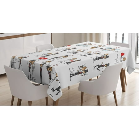 Wedding Decorations Tablecloth Cartoon Style Couple On Clouds