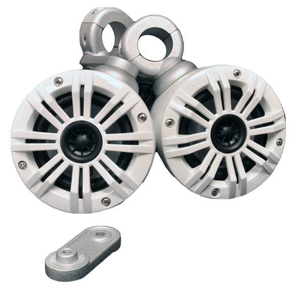 Kicker White Mini Wake Tower Marine Enclosures loaded with Kicker 4" KM speakers. (2 ohm)