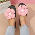 thumbnail image 5 of Women's New Summer One-line Fivel Flower Slippers Wear Fashionable Beach Sandals Slippers Summer Sandals for Women Pink 36, 5 of 7