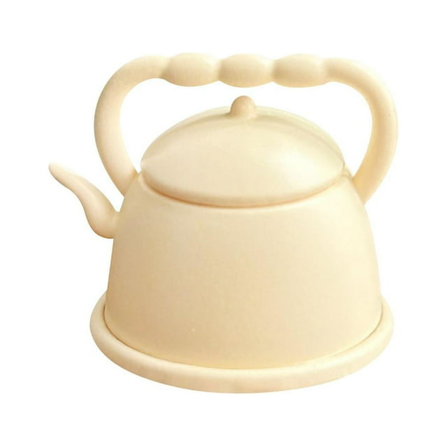 Tetera en miniatura para casa de muñecas, tetera, vajilla, regalos para niños, adorno de aleación vívido blanco