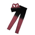 thumbnail image 6 of KHONTS Women's Two Piece Sets Racerback Yoga Bras Workout Gradient Color Outfits Waistband Exercise Outfits Red L, 6 of 8
