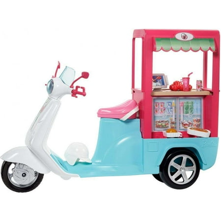 UPC 887961527377 product image for Barbie Bistro Cart, 3-Wheeled Scooter with Register & Food | upcitemdb.com