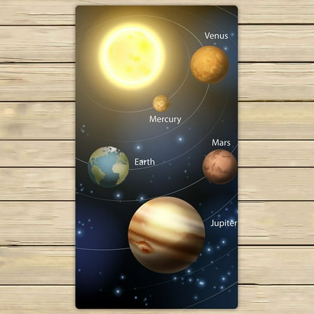 YKCG Planetary Orbit Educational Solar System Planets Hand Towel Beach Towels Bath Shower Towel Bath Wrap For Home Outdoor Travel Use 30x56