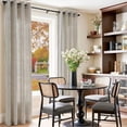 thumbnail image 2 of Linen Curtains for Living Room Black on Beige Striped Curtains for Bedroom Ticking Stripe Pattern Light Filtering Farmhouse Cottage Core Rustic Grommet Window Treatment 2 Panels 84 inches Long, 2 of 8