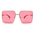 thumbnail image 6 of Womens Large Rectangle Thin Metal Rim Butterfly Minimal Sunglasses Gold - Pink, 6 of 8