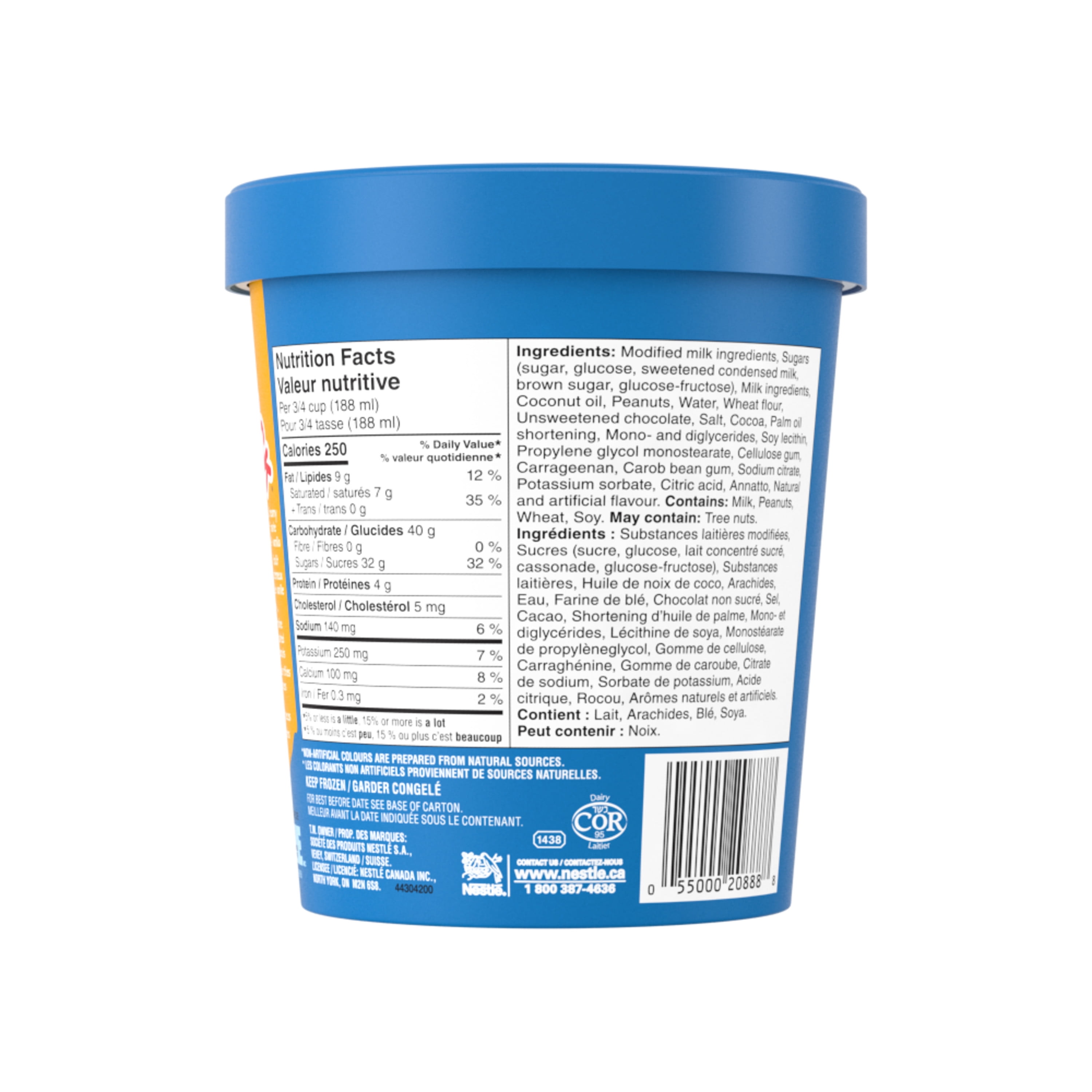 DRUMSTICK Vanilla Caramel, Vanilla Flavoured Frozen Dessert, Caramel, Peanuts, Wafer Pieces, 946 mL