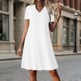 thumbnail image 2 of Horkkom A Line Dresses for Women V Neck Short Sleeve Zipper Mini Dresses Casual Beach Vacation Sundresses S, 2 of 9