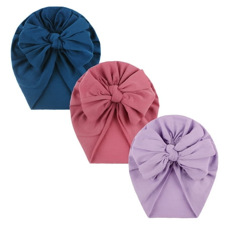 

Relanfenk Baby Hats Toddler Kids Girls Solid Bow Knotted Beanie Headwear Accessories 3PCS Hat