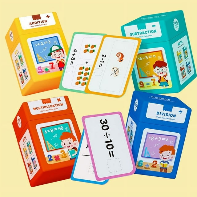 Bowayaoa Math Thinking Training Cards Addition Subtraction Multiplication Division Tables Kids Enlightenment Learning Tool Arithmetic Flashcards