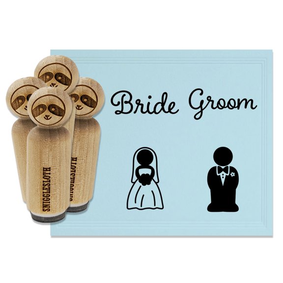 Wedding Bride Groom Symbols Text Rubber Stamp Set for Scrapbooking Crafting Stamping - Medium 1 Inch