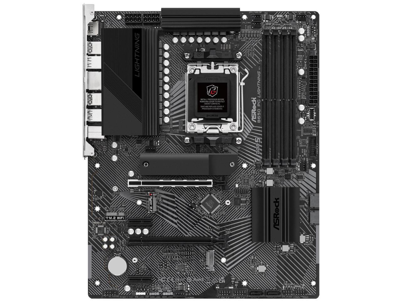 ASRock B650 PG LIGHTING AM5 ATX Motherboard, 4 slots DDR5, PCIE 4.0 x16,  3 M.2 slots,  2.5Gb Lan, 7.1 Nahimic Audio , Rear USB3.2 Gen2X2 Type_C ,  14+2+1 Power Phase, AMD CrossFire.