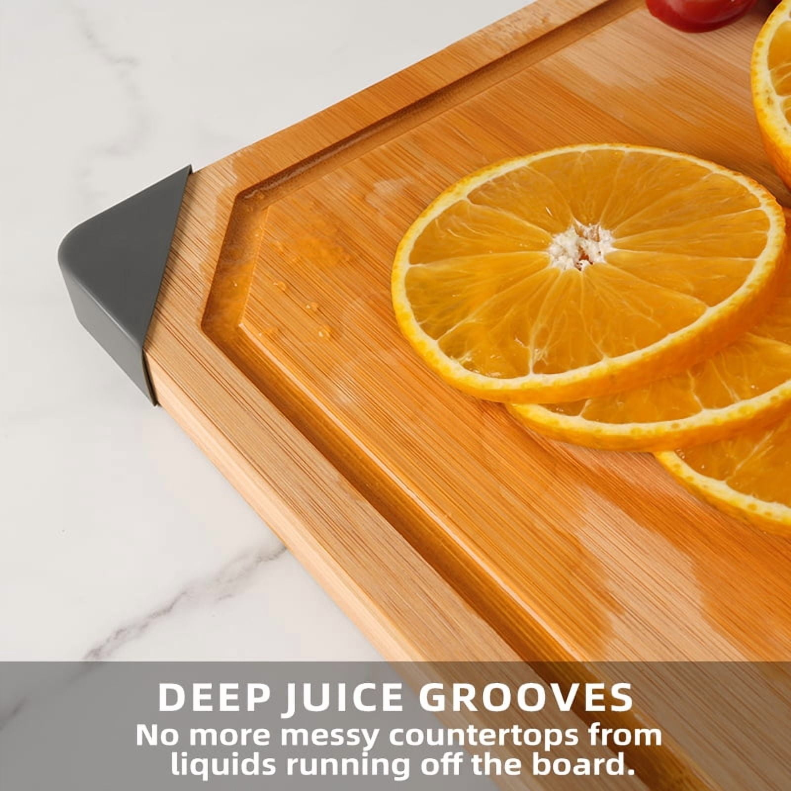 Empune Bamboo Cutting Board, 19"×14" Extra Large Wood Chopping Board for Kitchen, Deep Juice Groove and Built-in Handles, 2XL