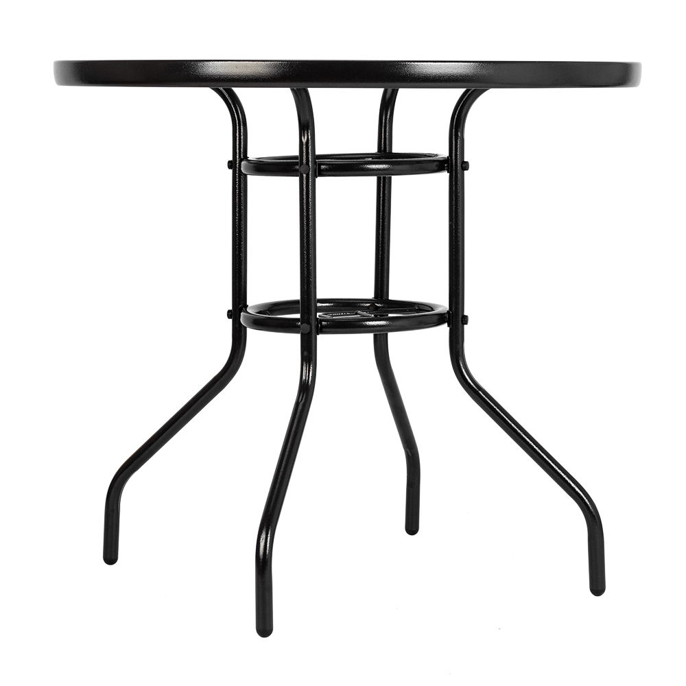 Patio Bistro Table, SYNGAR Small Round Side Table for Outside, Outdoor Dining Table with Tempered Glass Tabletop, Modern Bar Table with Metal Frame, for Garden, Deck, Backyard, Poolside, D7220 - image 3 of 8