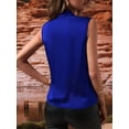 thumbnail image 2 of Women'S Elegant Satin Wrap V Neck Sleeveless Tank Blouse Tee Top Blue XL, 2 of 6