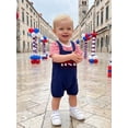 thumbnail image 5 of BemeyourBBs Toddler Baby Boy Girl 4th of July Outfit Patriot Independence Day Outfit Newborn Baby Boys Girls Summer Clothes Short Sleeve Stars Stripe Print T Shirt Tops and Suspender Shorts Set, 5 of 9
