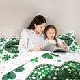 thumbnail image 5 of Feelyou Spring Lucky Shamrock Full Size Comforter Sets, Green Lips Bedding Sets, 3pcs, 5 of 8