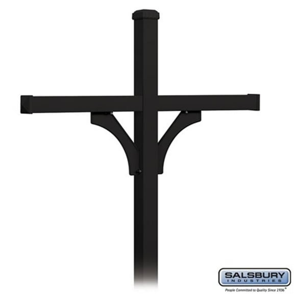 Salsbury 4374BLK Deluxe Post 2 Sided - In-Ground Mounted - For - 4 Roadside Mailboxes - Black