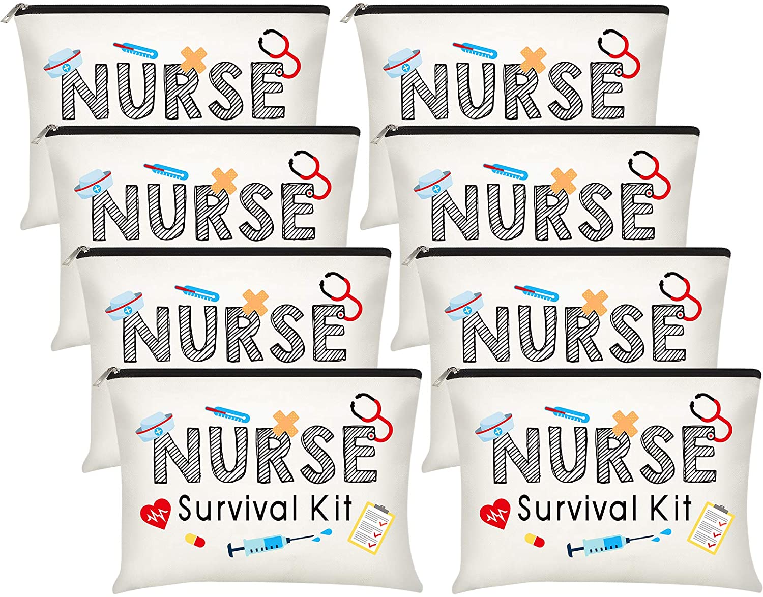 8 Pieces Nurse Survival Kit Makeup Bags, Best Nurse Ever Cosmetic Bag ...