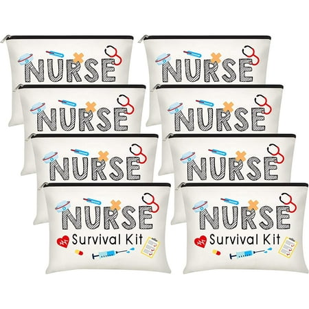 8 Pieces Nurse Survival Kit Makeup Bags, Best Nurse Ever Cosmetic Bag ...