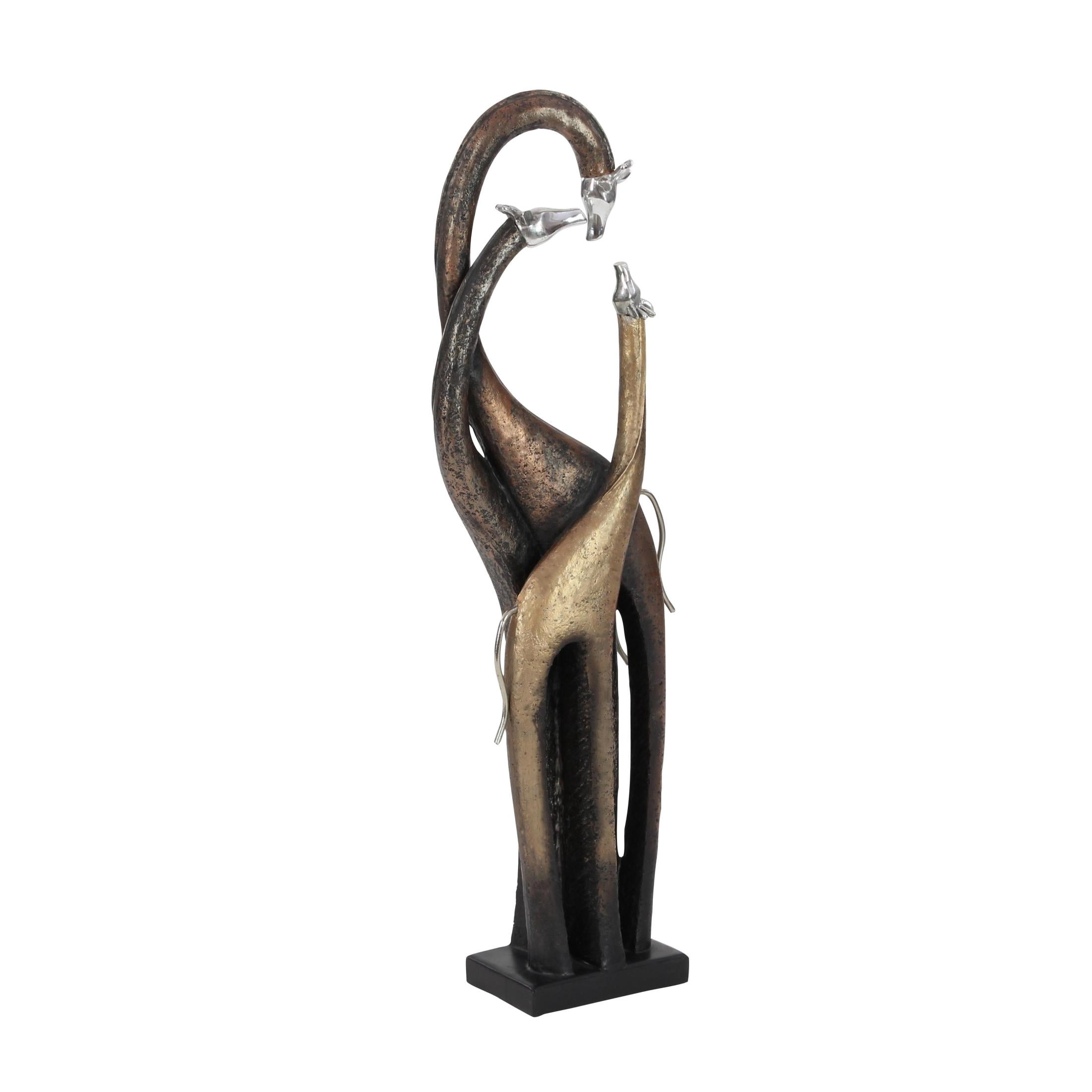 5" x 22" Brass Polystone Giraffe Sculpture, by DecMode