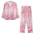 thumbnail image 2 of DISNIMO Cherry Blossom Print Pajama for Women Set Long Sleeve Sleepear 2 Piece Pjs Set with Long Pants Casual Loose Nightwear with Pocket, L, 2 of 7