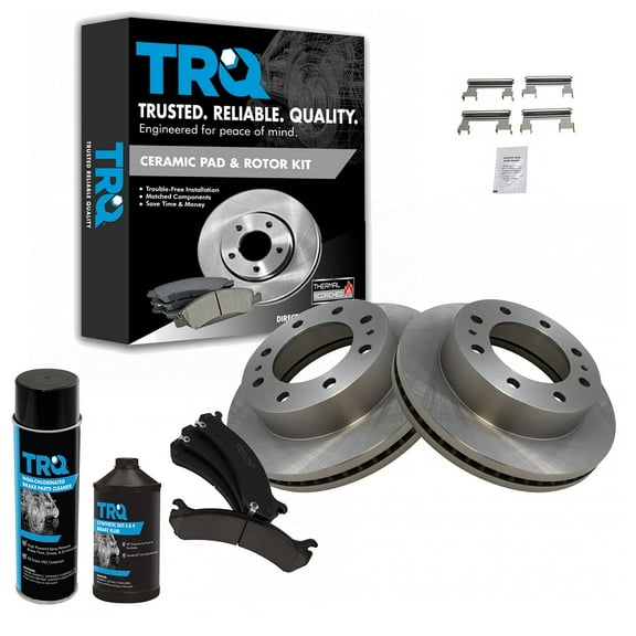 TRQ Front Premium Ceramic Disc Brake Pad & Rotor Kit w/Chemicals for GM Truck BKA18266