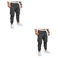 thumbnail image 4 of Qarigey Pantalones de algodón para hombre, reemplazo de Color sólido, elegante, fácil de combinar, para oficina en casa, pantalón largo, Gris oscuro L 2piezas, 4 of 6