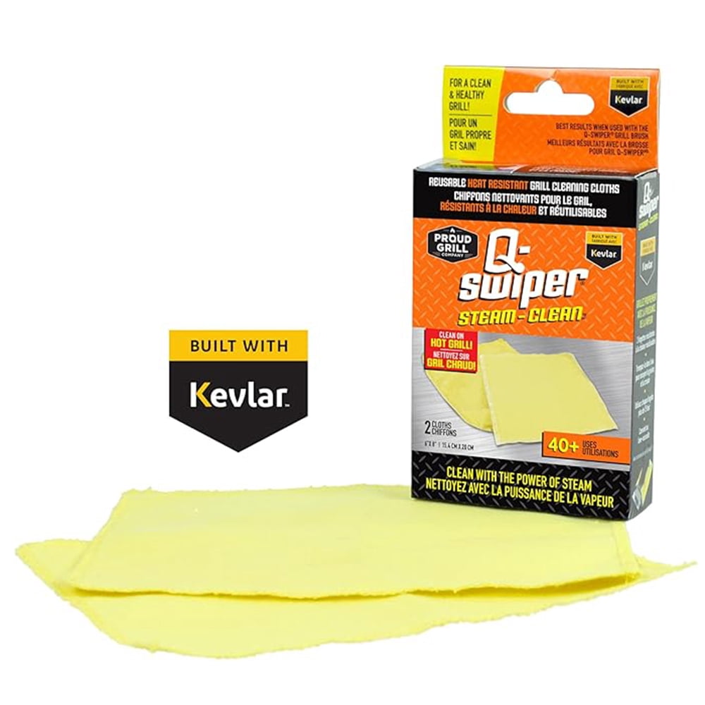 Proud Grill Q-Swiper XL Steam Clean Grill Cleaner 3 Piece Set Brush with Scraper 2 Cleaning cloths and Tray 1022P