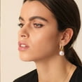 thumbnail image 4 of Lancharmed Gold Plated Earrings for Womens,Round Flat Pearl Pendant Earring Valentines Day Gifts for Her, 4 of 9