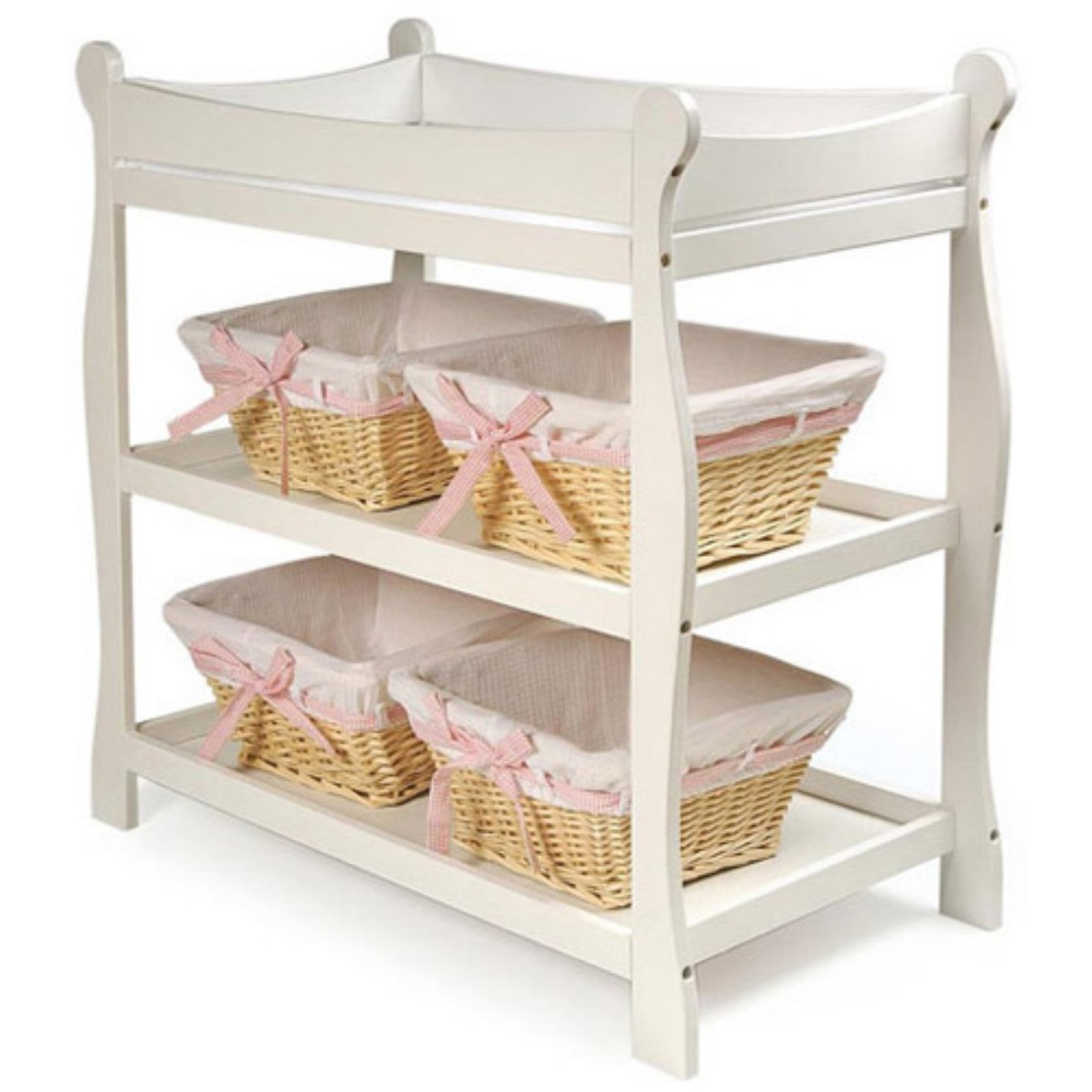Changing Table Storage Classic Wood Shelves Infant Traditional Nursery
