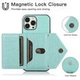 thumbnail image 3 of Wallet Case for iPhone 13 Pro, Detachable Crossbody Lanyard Strap PU Leather+Soft TPU Bumper Magnetic Clasp Back Flip Credit Card Slots Kickstand Cover for iPhone 13 Pro - 6.1", Mint, 3 of 10