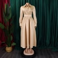 thumbnail image 2 of AURA Plus Size Lapel A Line Midi Dress Long Sleeve Button Front Belted High Waist Large Swing Elegant Fall Dress, 2 of 9
