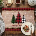 thumbnail image 4 of Merry Christmas Placemats Set of 8, Farmhouse Buffalo Plaid Christmas Tree Table Mats Washable Heat-Resistant Non-Slip for Kitchen Dinner Table Indoor Outdoor Decor,13x19 Inch Red Black Green, 4 of 9