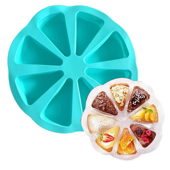 Jioakfa Silicone Scone Pan, Non-Stick Cake Baking Mold, Triangle 8 Cavity Pizza Pan, Food-Grade Silicone Mold Specialty And Novelty Cake Pan For Brownies Muffins, Cheesecake, Bpa Free Bakeware Blue