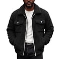 thumbnail image 2 of WIZUTIZ Men's Sherpa Lined Trucker Jacket Stand Collar Full Zip Fall Winter Warm Fuzzy Outerwear Coat, 2 of 9