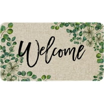 Eucalyptus Spring Welcome Doormat, Seasonal Spring Summer Low-Profile Yard Floor Switch Mat for Indoor Outdoor 17 x 29 Inch