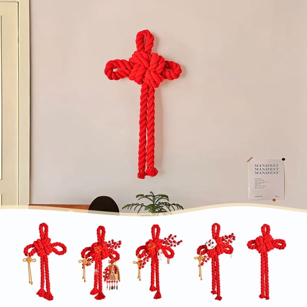 Xihbxyly Decoración de Nudo Chino, Símbolo de Feliz Inauguración de La Casa, Bendición Del Año Nuevo Lunar, Celebración de Compromiso de Boda, Colgante Versátil para Puerta, Decoración Del Festival d