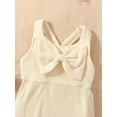 thumbnail image 4 of ZAXARRA Bébé Fille Combinaison Ensemble Été Couleur Unie Côtelé Bretelles Sans Manches Rompers et Bandeau Extensible, 4 of 9