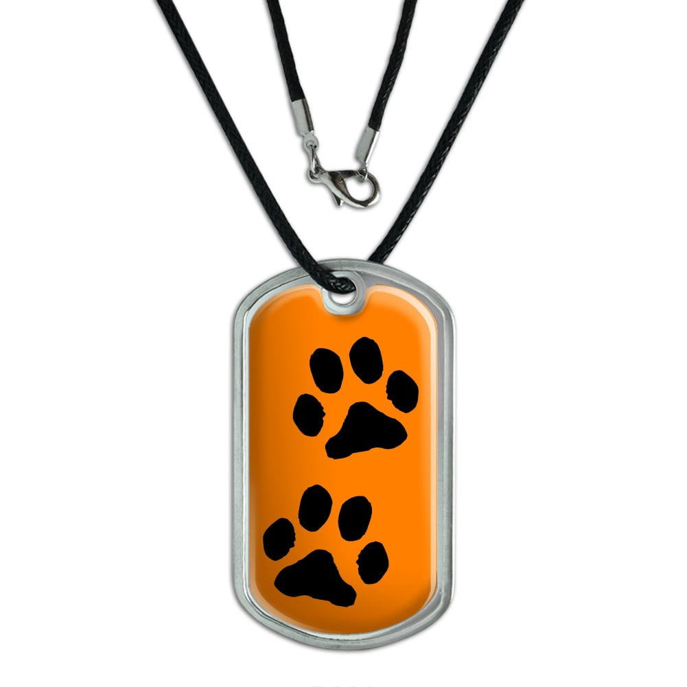 Paw Prints Orange Dog Tag