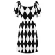 thumbnail image 5 of Vestido sin mangas con patrón de arlequín en contraste blanco y negro para mujer ropa de playa ropa de verano, 5 of 6