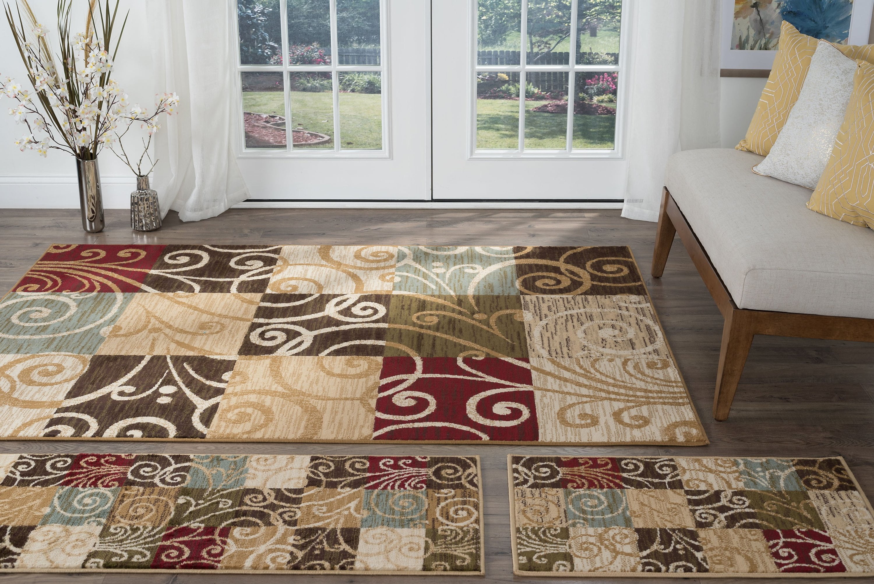 Transitional Area Rug (3Piece Rug Set (5' x 7', 20'' x 60'', 20'' x