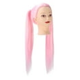 Long Pink Hair Mannequin Head High Temperature Wire Hairdresser Hair Styling Practice Training